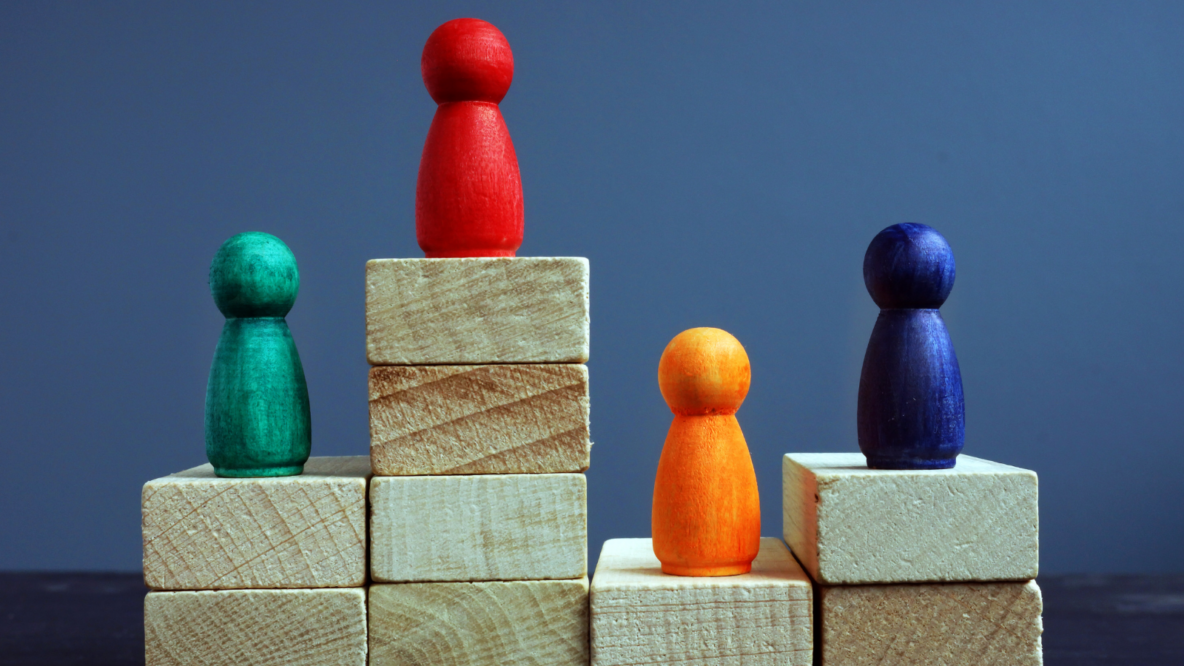 Wooden game with colorful pions - final